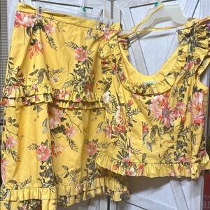 ANTONIO MELANI Yellow Floral Top and skirt set